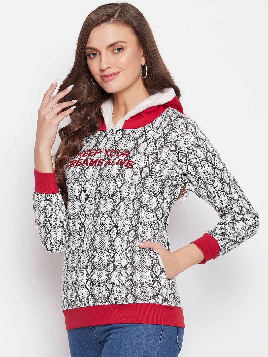 Livfree Women's Hoodie Full Sleeves Printed Sweatshirt - Black