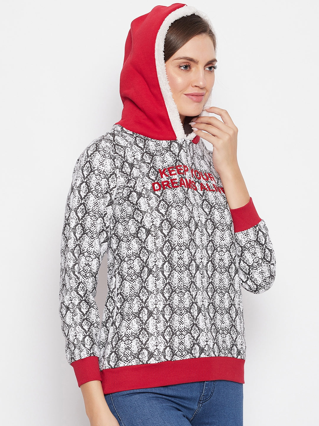 Livfree Women's Hoodie Full Sleeves Printed Sweatshirt - Black