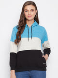 Livfree Women's Hoodie Full Sleeves Color Blocked Sweatshirt - Vivid Mix