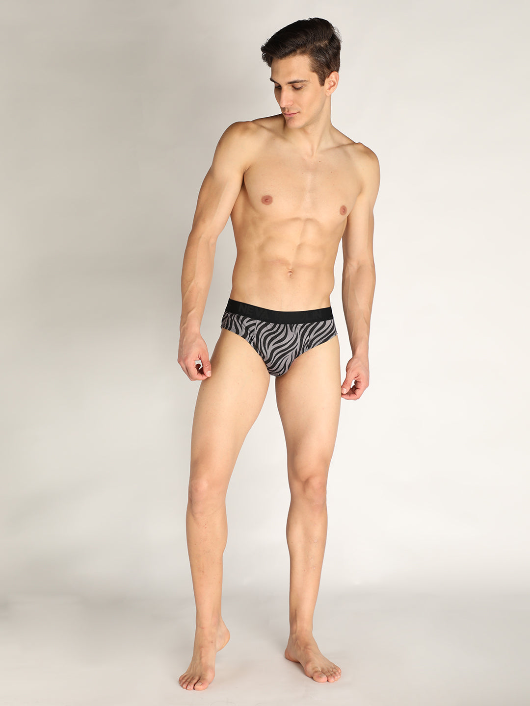 Neva Koolin Men's Printed Underwear/Brief - Sky,White,dark Grey, grey Collection (Pack of 4)