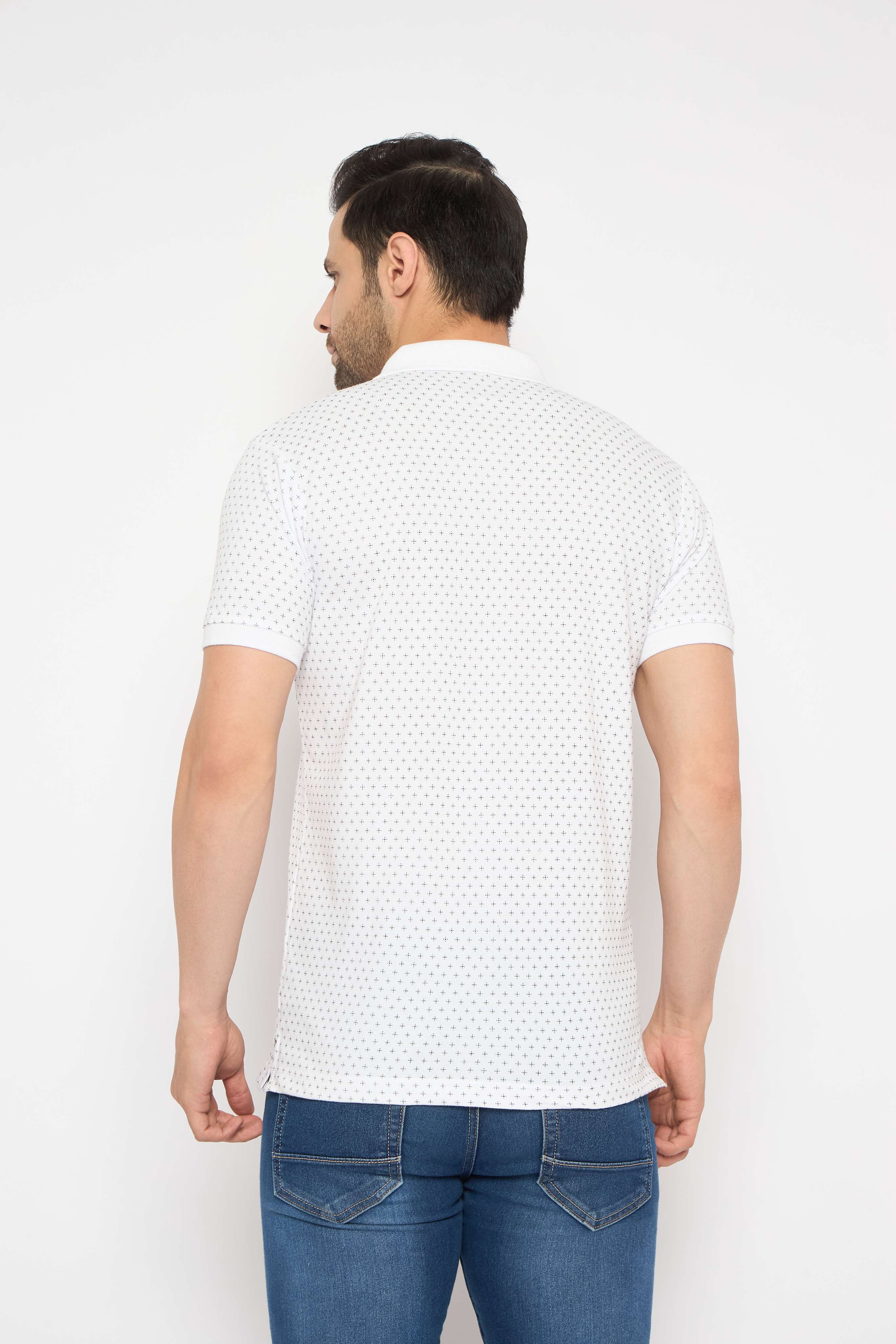 Neva Polo Neck dotted pattern Men tshirt Half sleeves chest pocket