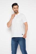 Neva Polo Neck dotted pattern Men tshirt Half sleeves chest pocket
