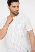 Neva Polo Neck dotted pattern Men tshirt Half sleeves chest pocket
