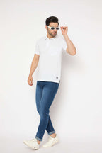 Neva Polo Neck dotted pattern Men tshirt Half sleeves chest pocket
