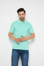 Neva Polo Neck dotted pattern Men tshirt Half sleeves chest pocket
