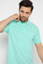 Neva Polo Neck dotted pattern Men tshirt Half sleeves chest pocket