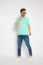 Neva Polo Neck dotted pattern Men tshirt Half sleeves chest pocket