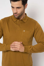 Neva Polo Neck Solid Men tshirt Full sleeves chest pocket