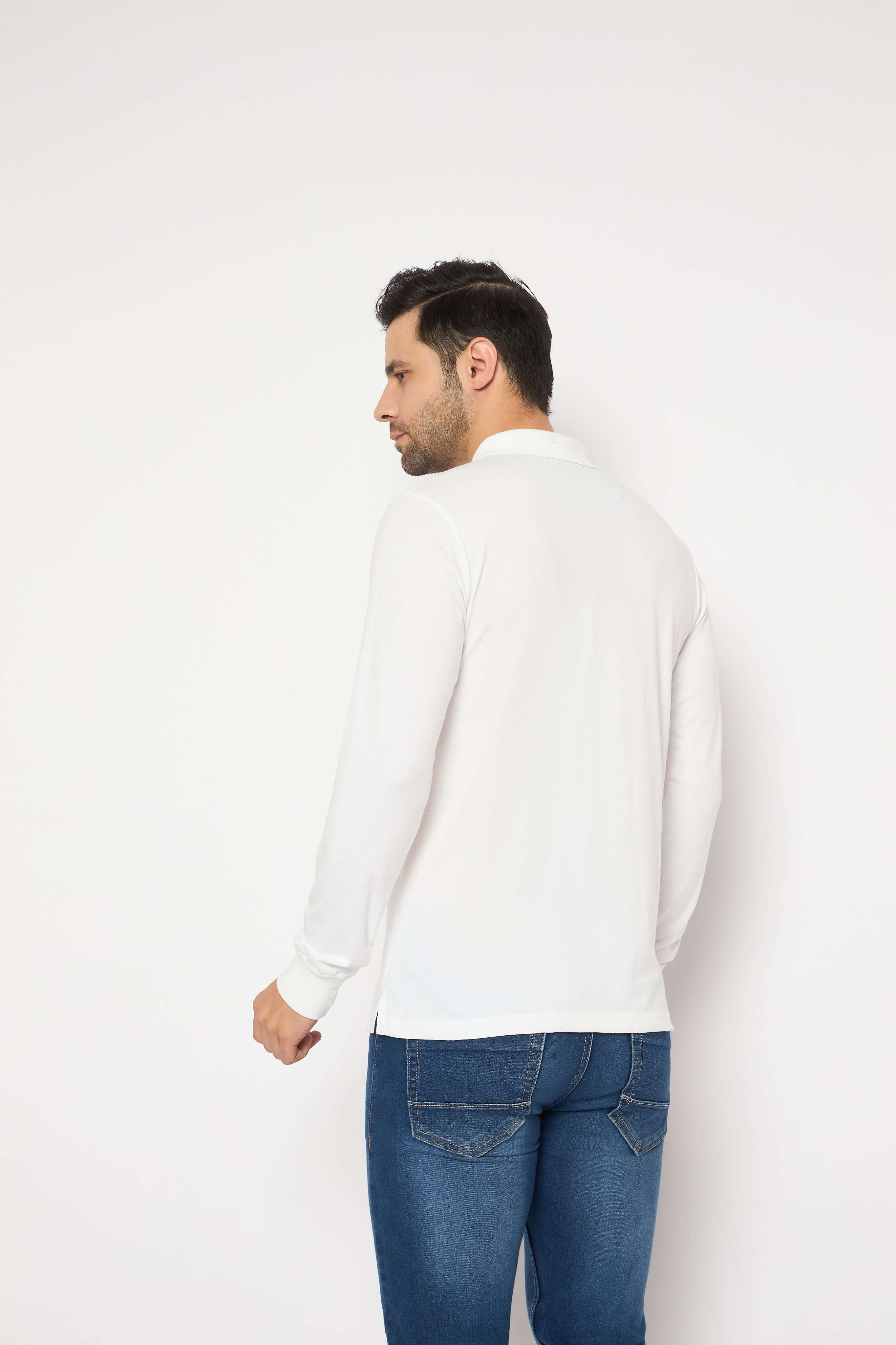 Neva Polo Neck Solid Men tshirt Full sleeves chest pocket