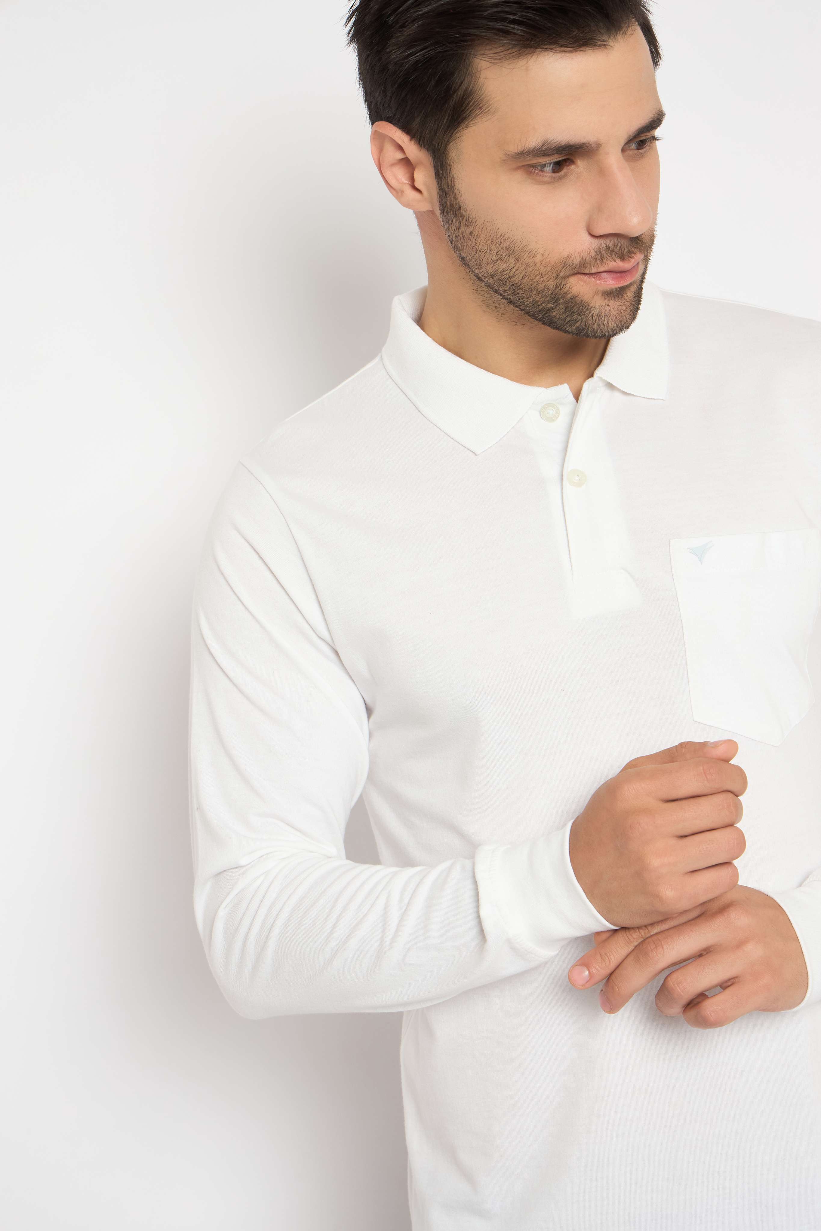 Neva Polo Neck Solid Men tshirt Full sleeves chest pocket