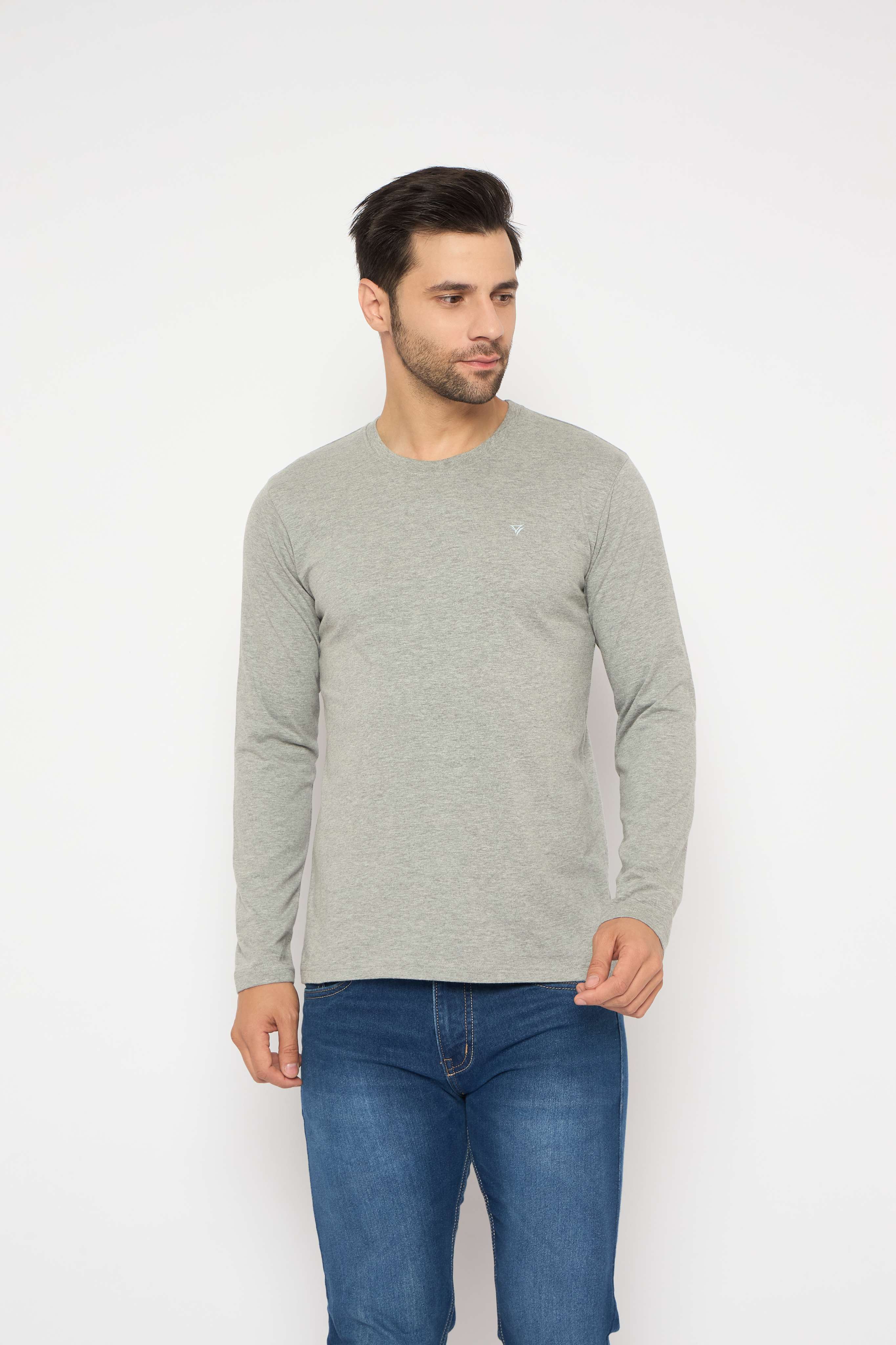 Neva Round Neck Solid Men tshirt Full sleeves Chest Logo