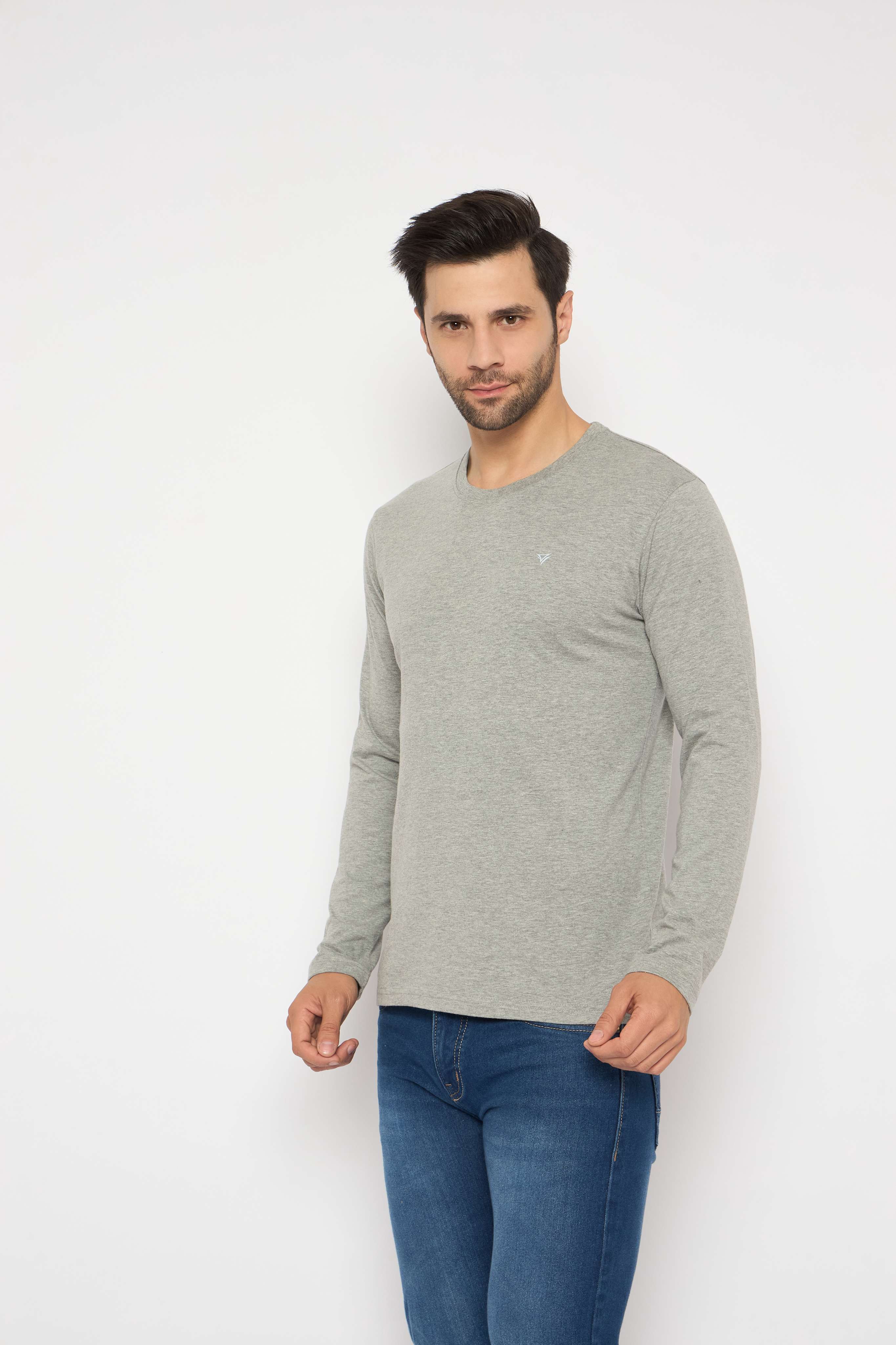 Neva Round Neck Solid Men tshirt Full sleeves Chest Logo