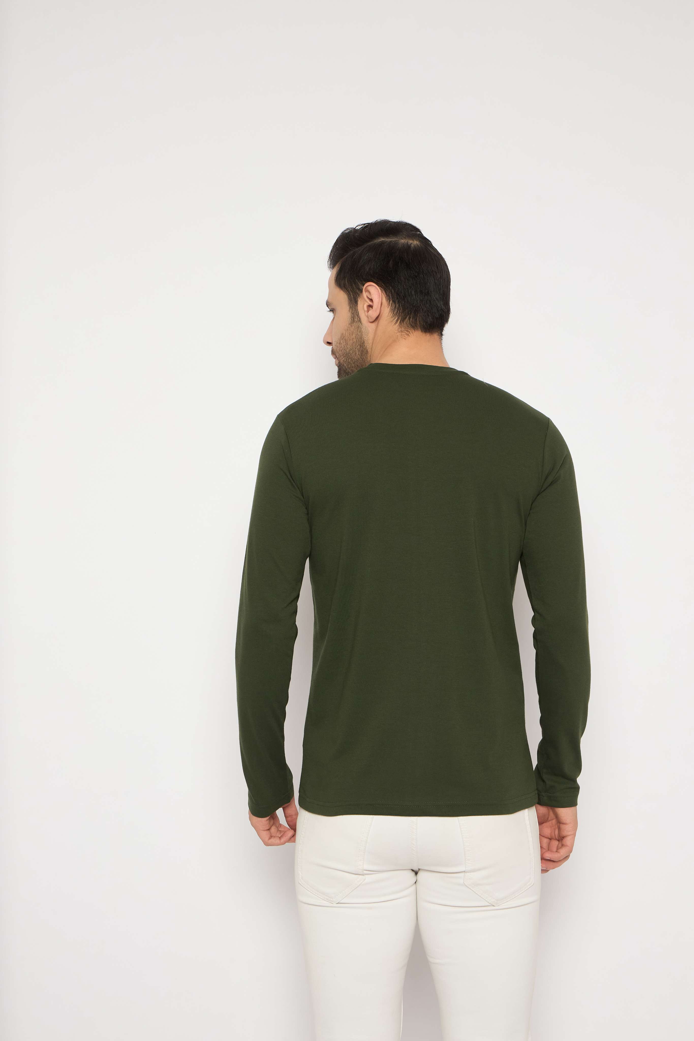 Neva Round Neck Solid Men tshirt Full sleeves Chest Logo