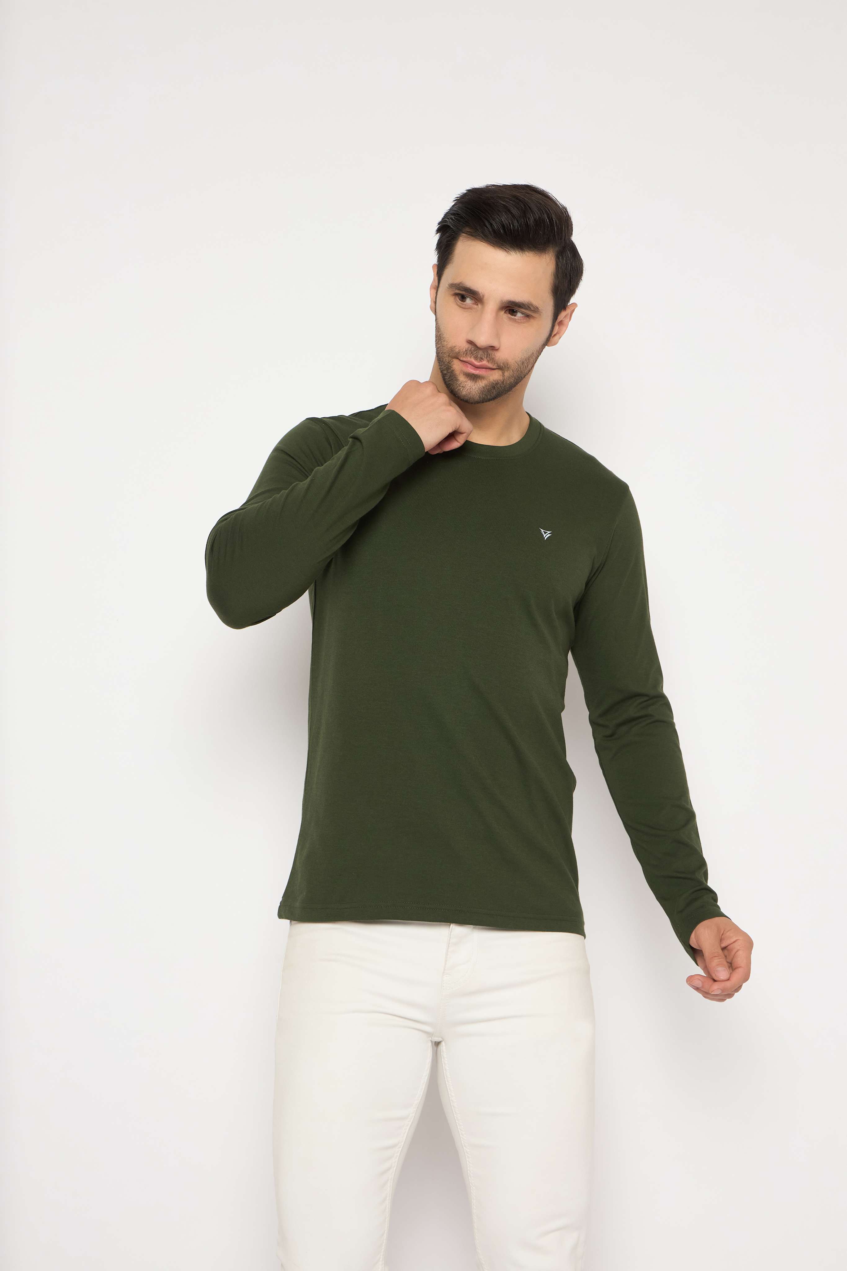 Neva Round Neck Solid Men tshirt Full sleeves Chest Logo