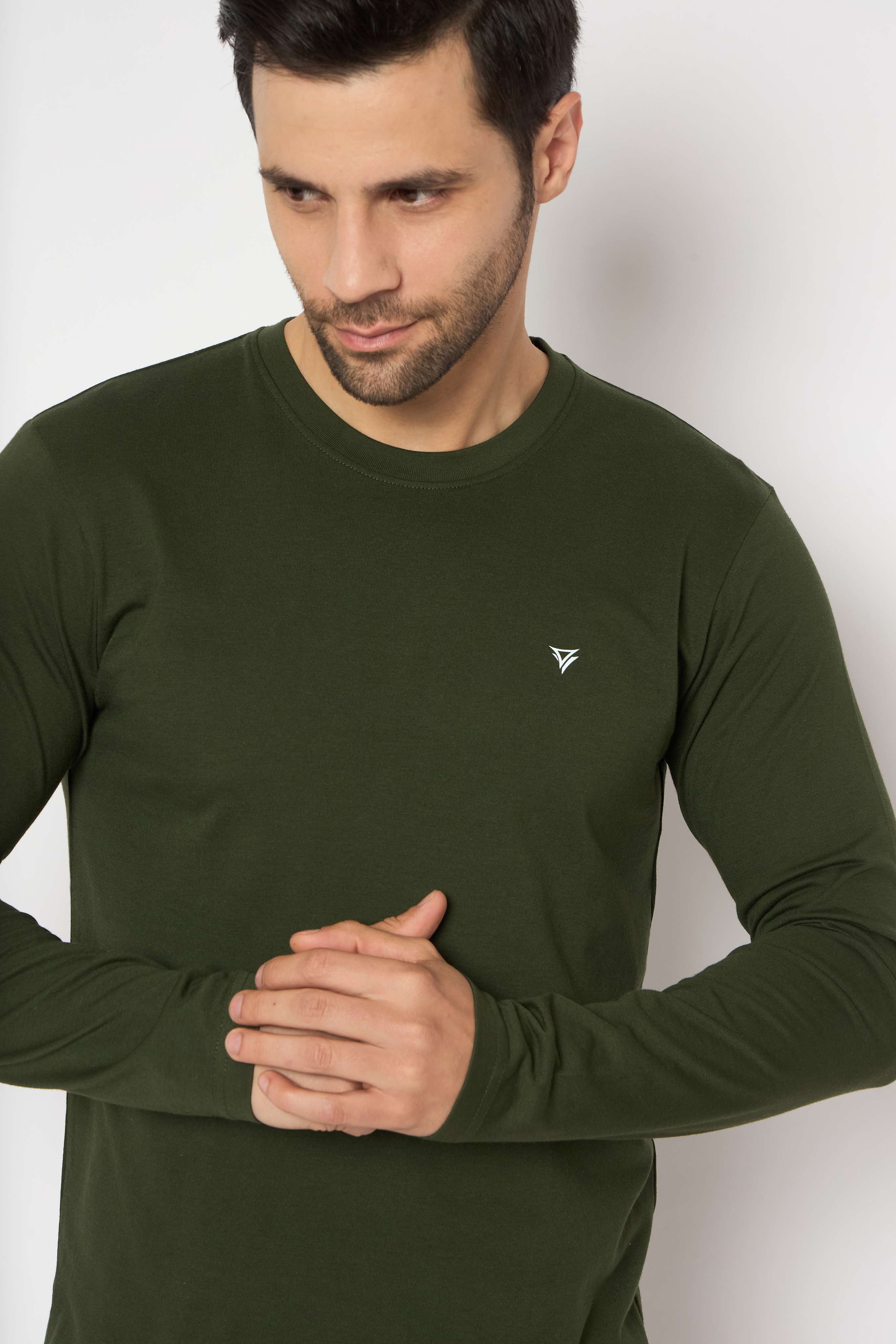 Neva Round Neck Solid Men tshirt Full sleeves Chest Logo