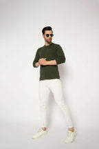 Neva Round Neck Solid Men tshirt Full sleeves Chest Logo