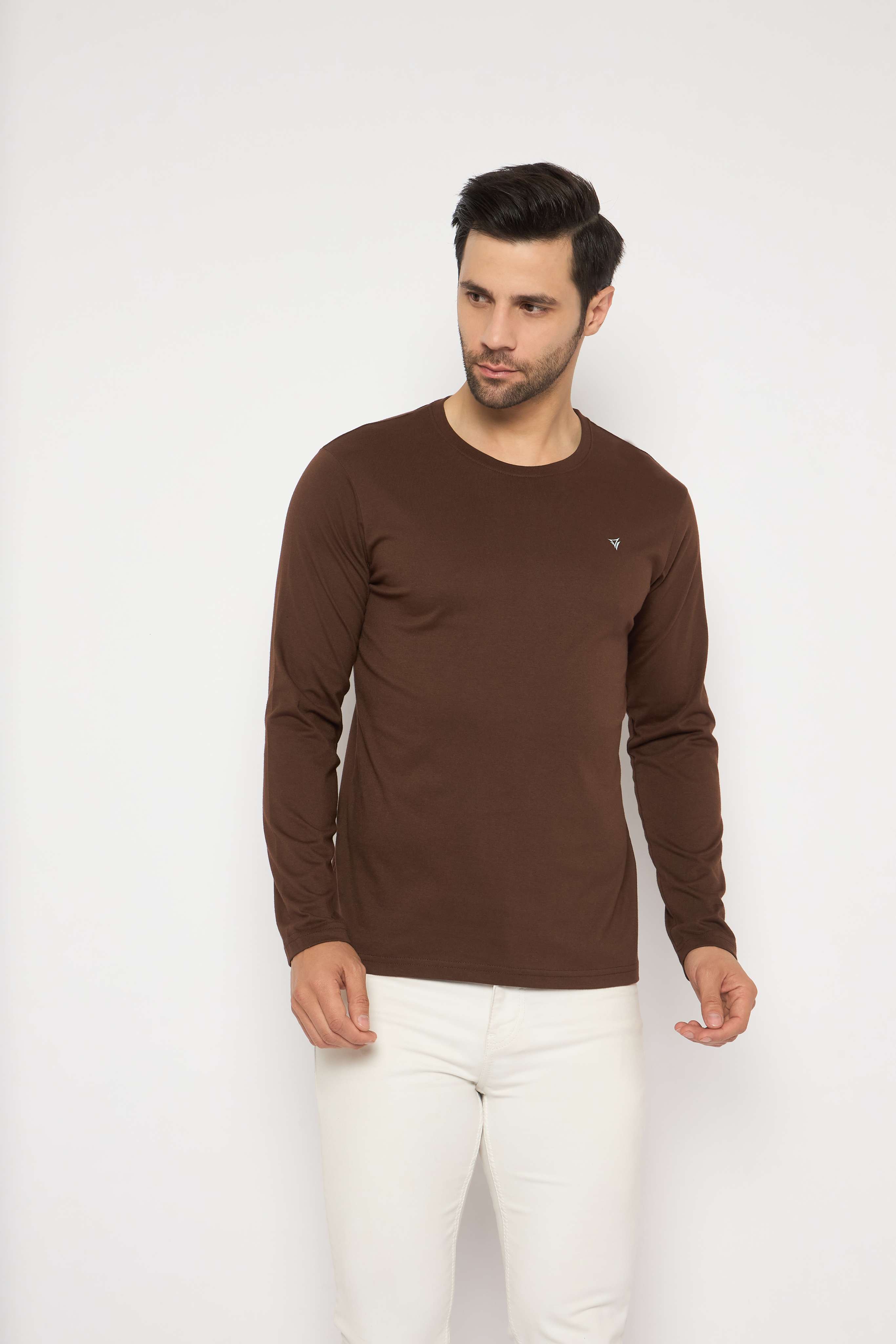 Neva Round Neck Solid Men tshirt Full sleeves Chest Logo