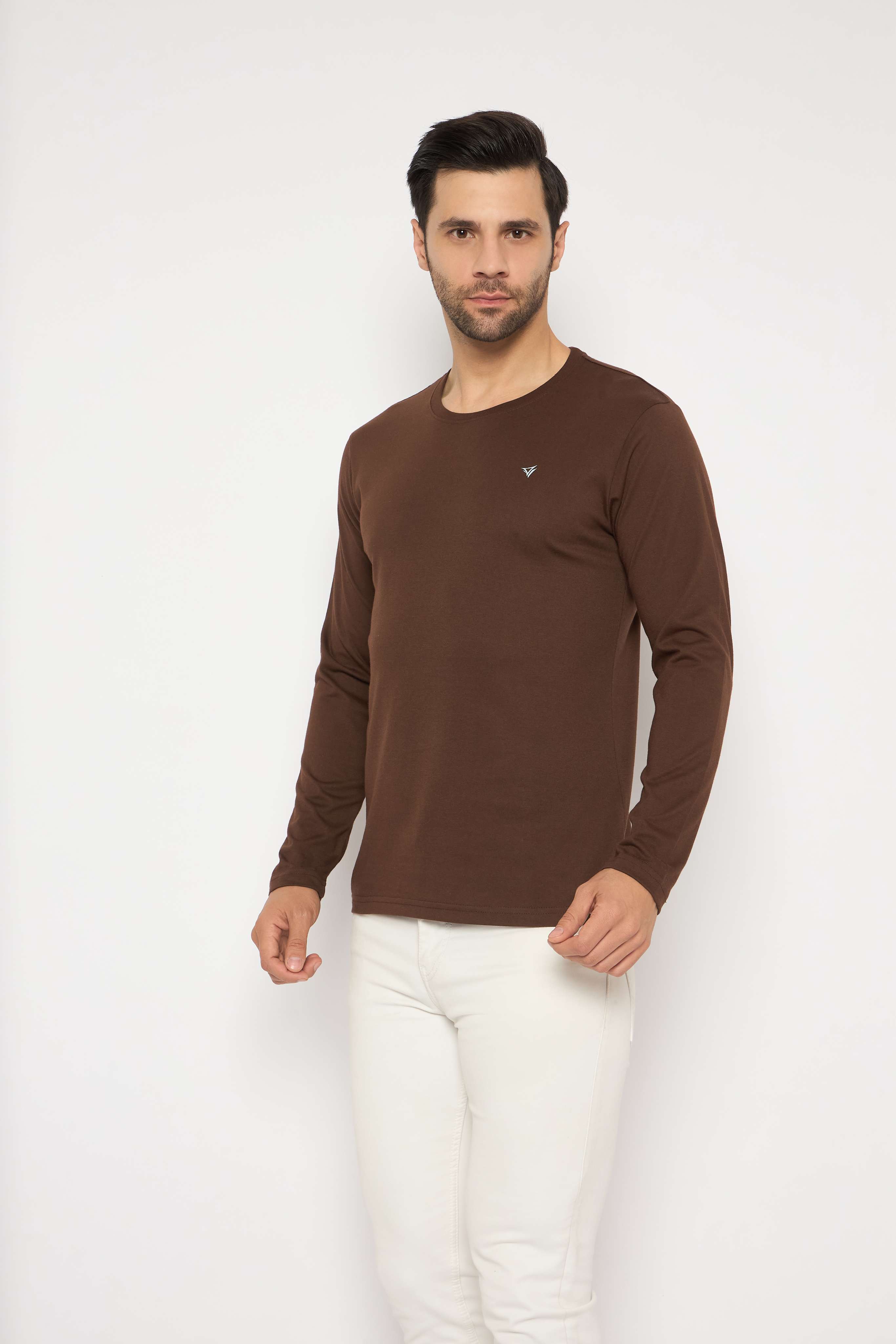 Neva Round Neck Solid Men tshirt Full sleeves Chest Logo