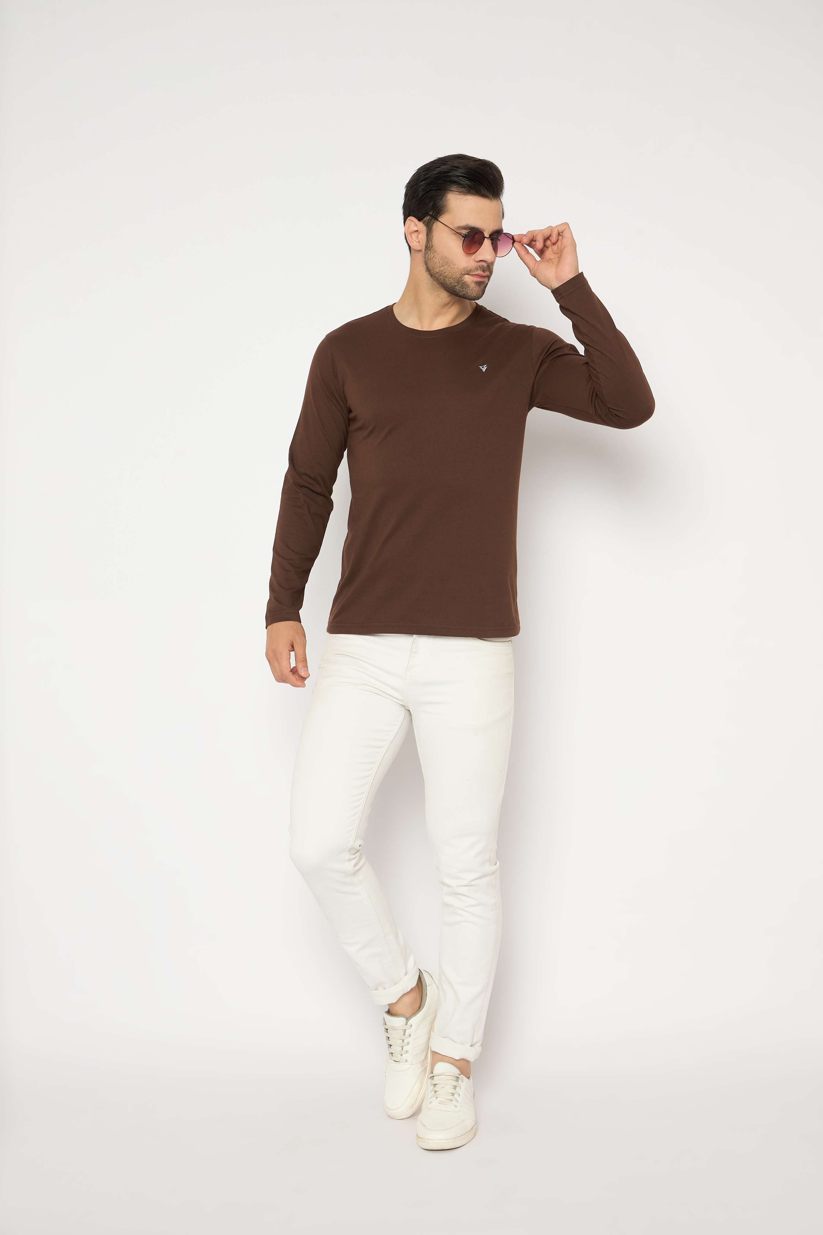 Neva Round Neck Solid Men tshirt Full sleeves Chest Logo