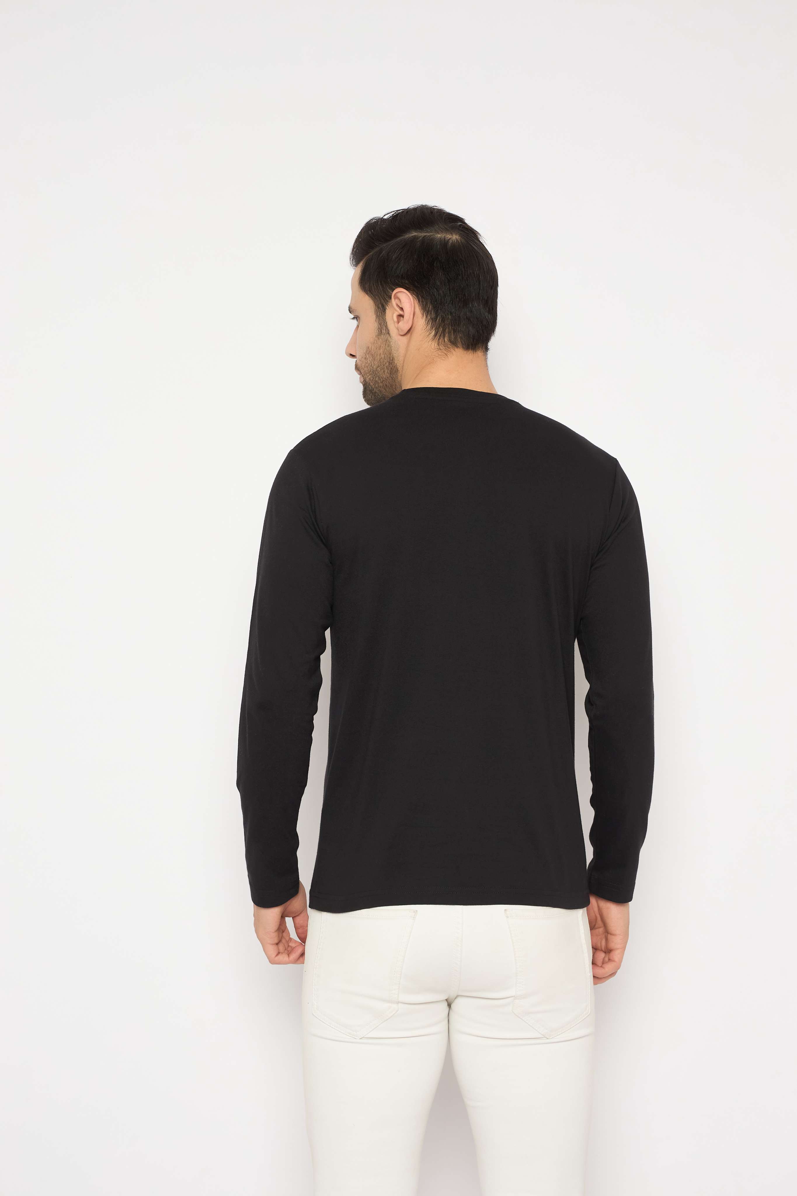 Neva Round Neck Solid Men tshirt Full sleeves Chest Logo