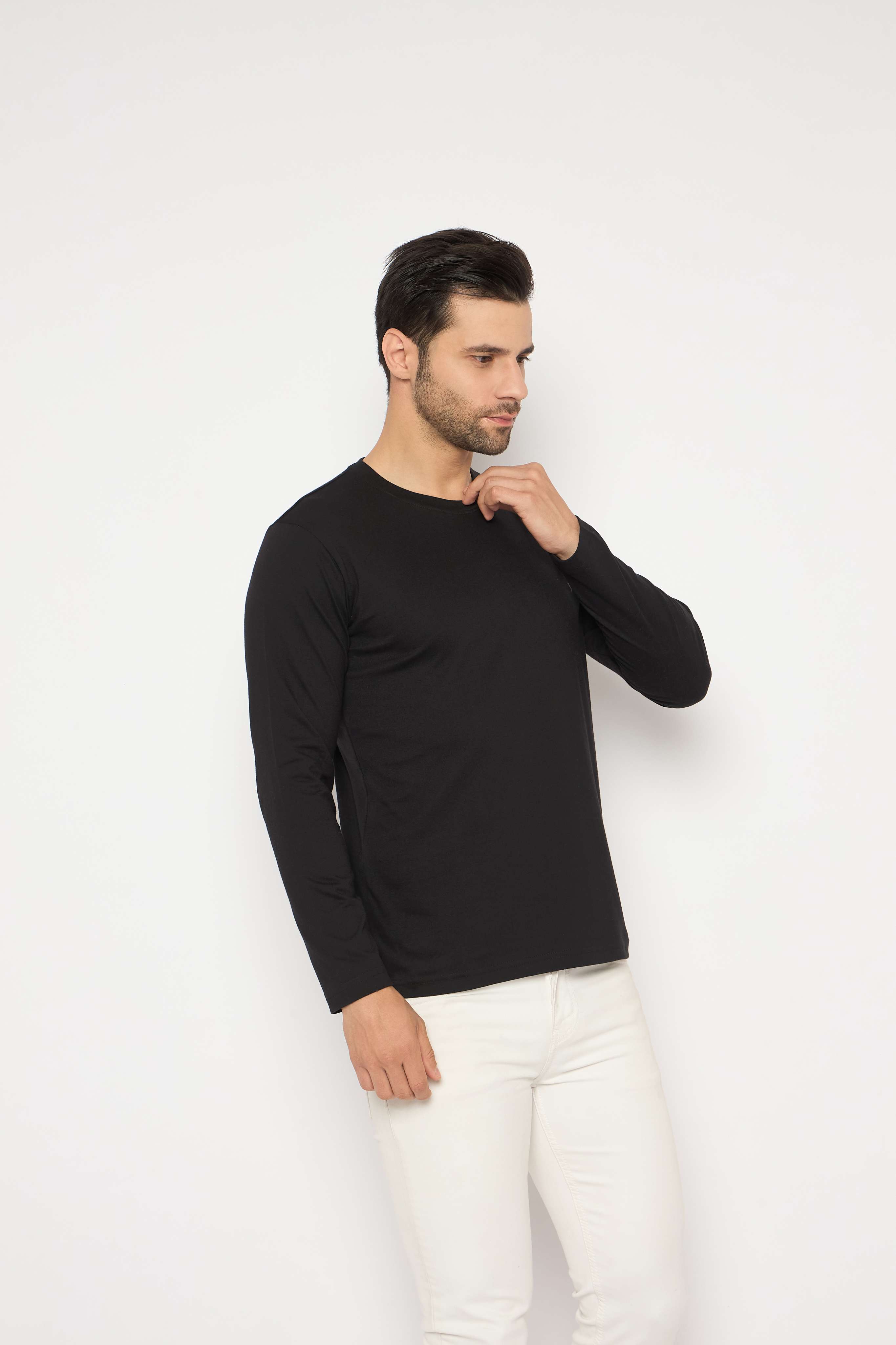 Neva Round Neck Solid Men tshirt Full sleeves Chest Logo