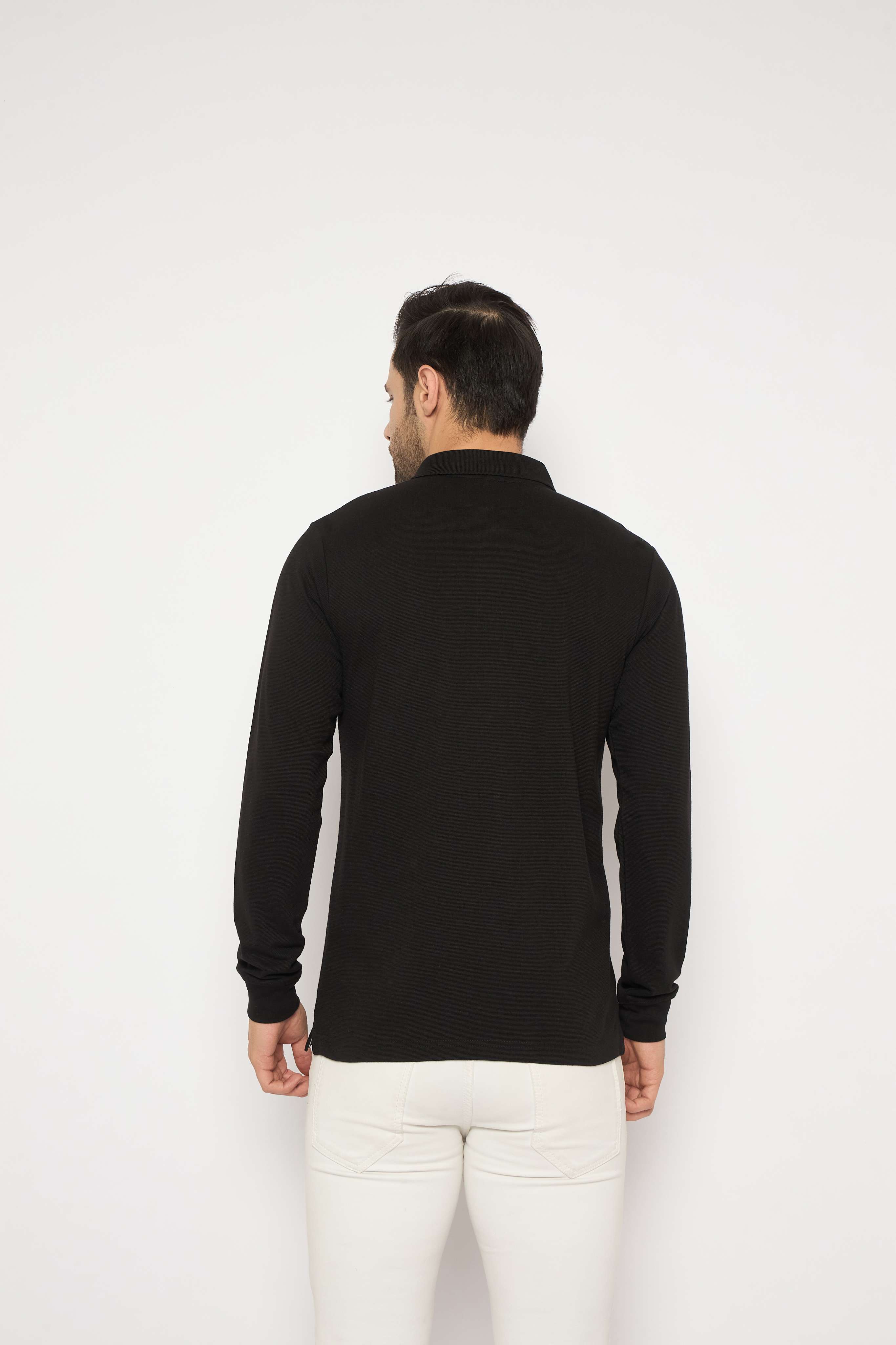 Neva Polo Neck Solid Men tshirt Full sleeves chest pocket