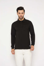 Neva Polo Neck Solid Men tshirt Full sleeves chest pocket