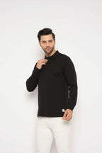 Neva Polo Neck Solid Men tshirt Full sleeves chest pocket
