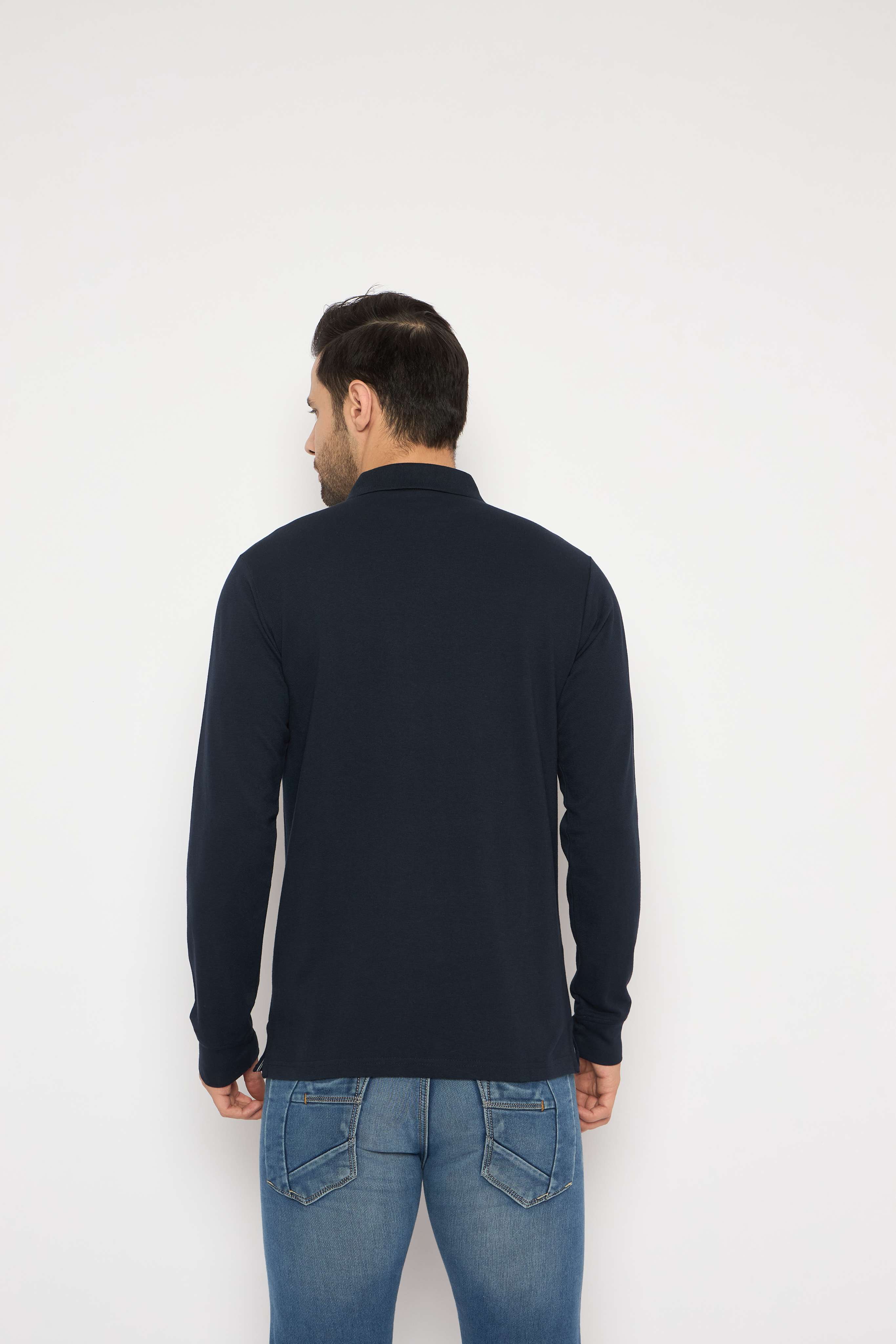 Neva Polo Neck Solid Men tshirt Full sleeves chest pocket