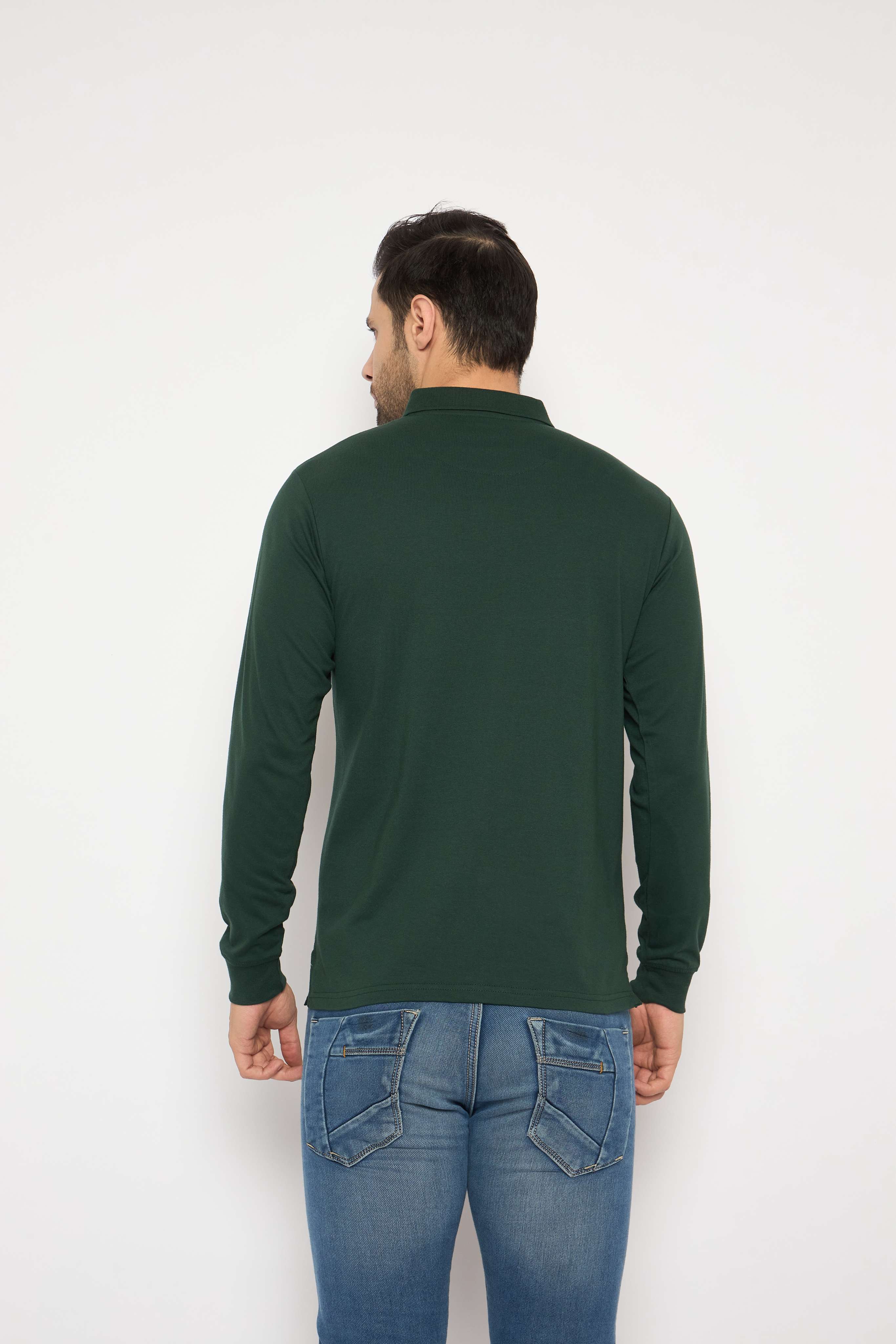 Neva Polo Neck Solid Men tshirt Full sleeves chest pocket