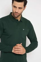 Neva Polo Neck Solid Men tshirt Full sleeves chest pocket