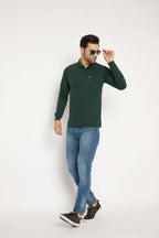 Neva Polo Neck Solid Men tshirt Full sleeves chest pocket