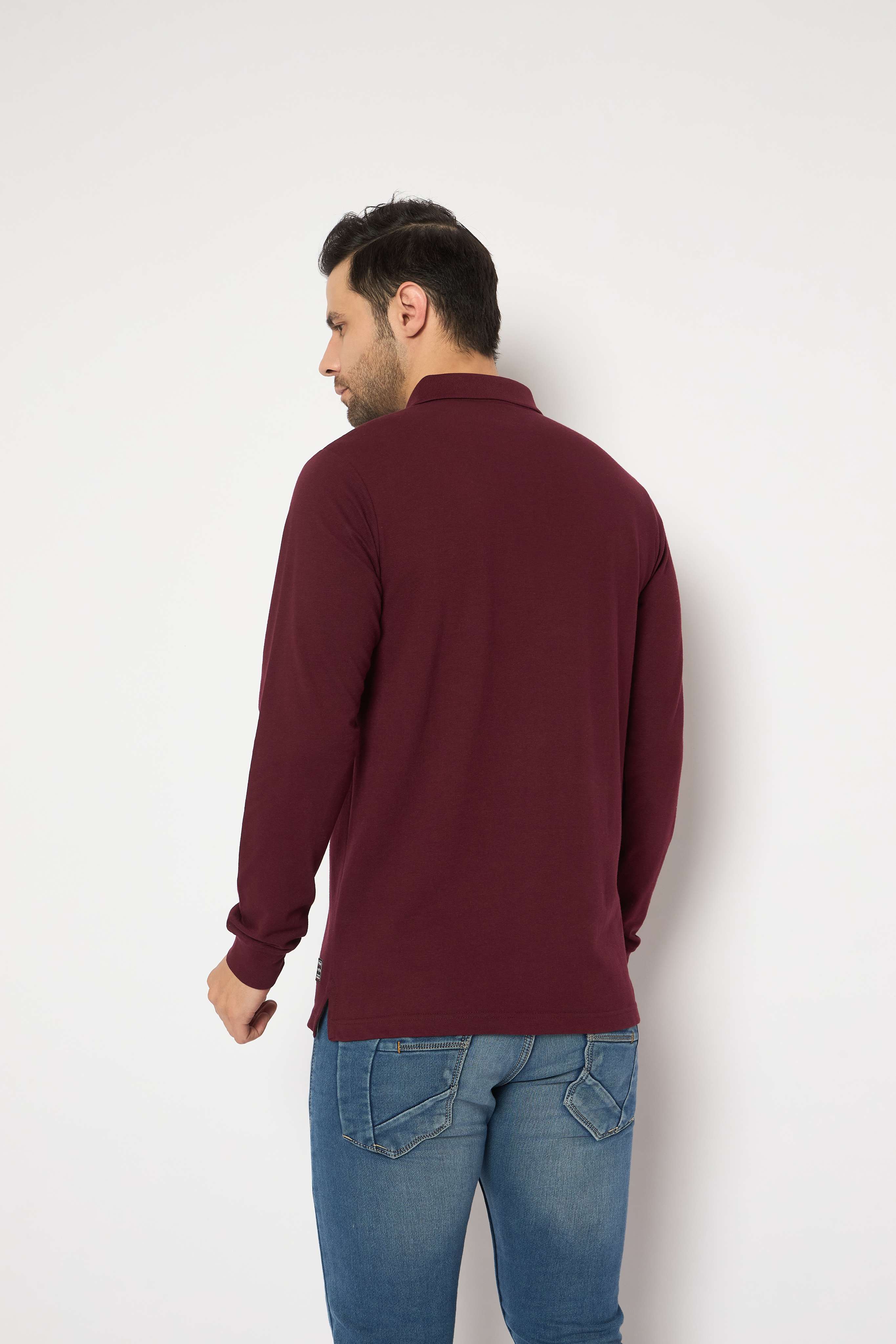 Neva Polo Neck Solid Men tshirt Full sleeves chest pocket
