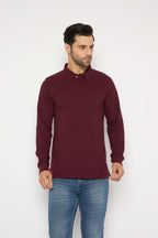 Neva Polo Neck Solid Men tshirt Full sleeves chest pocket
