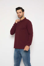 Neva Polo Neck Solid Men tshirt Full sleeves chest pocket
