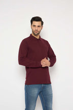 Neva Polo Neck Solid Men tshirt Full sleeves chest pocket