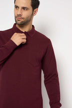 Neva Polo Neck Solid Men tshirt Full sleeves chest pocket