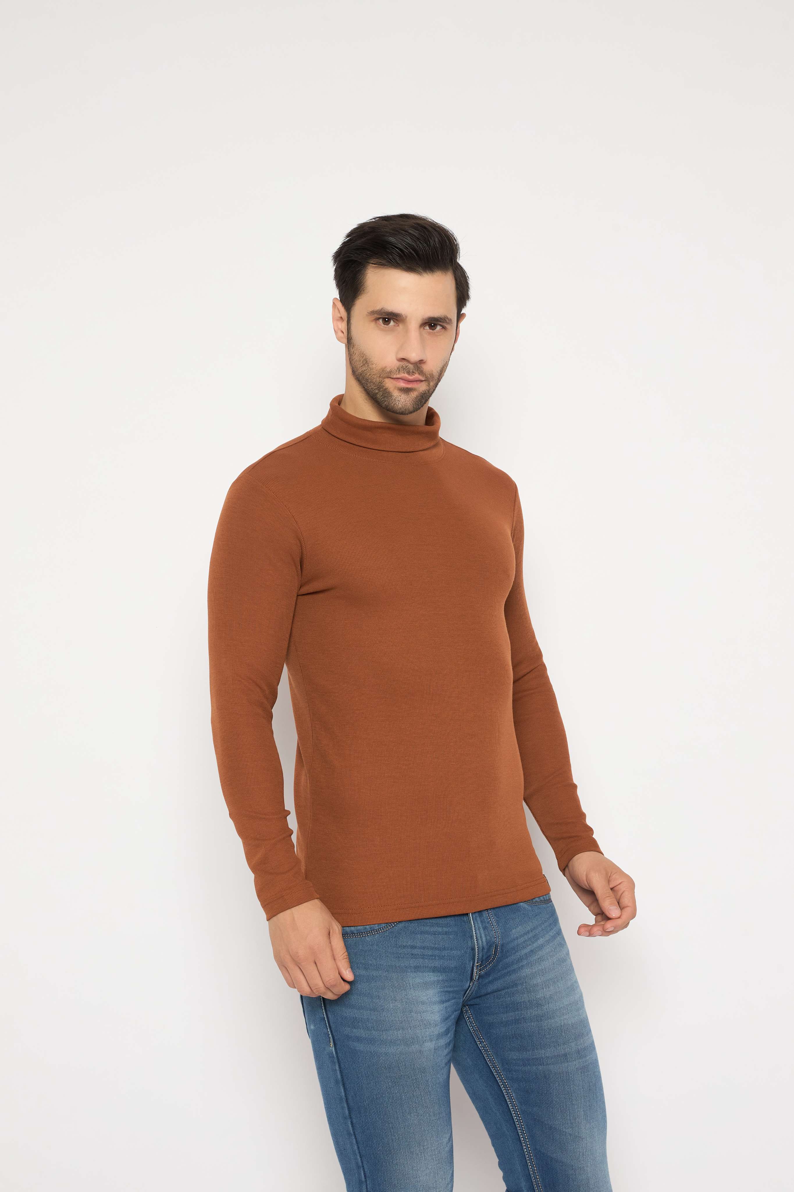 Neva High Neck Solid Men tshirt Full sleeves