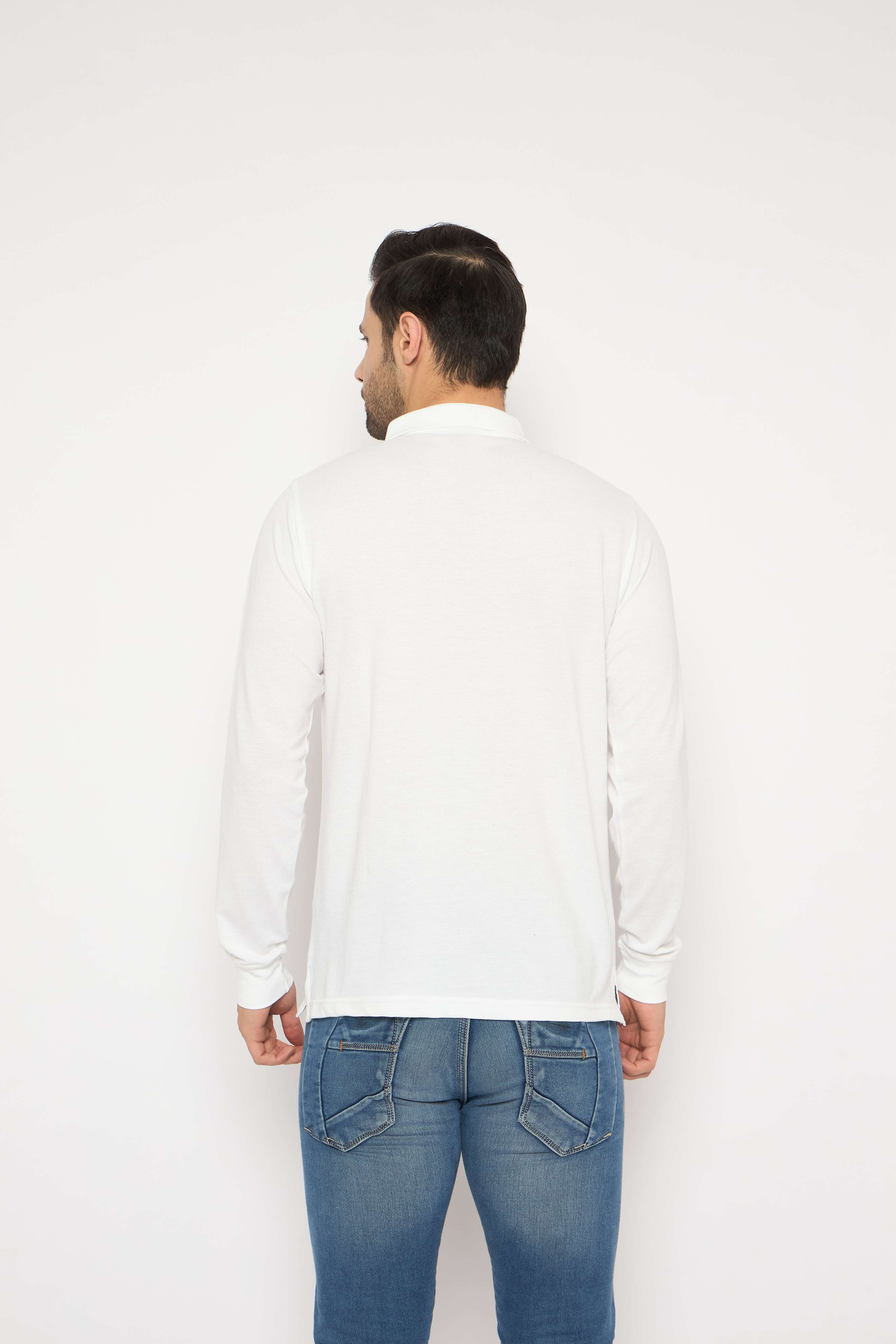 Neva Polo Neck Solid Men tshirt Full sleeves chest pocket