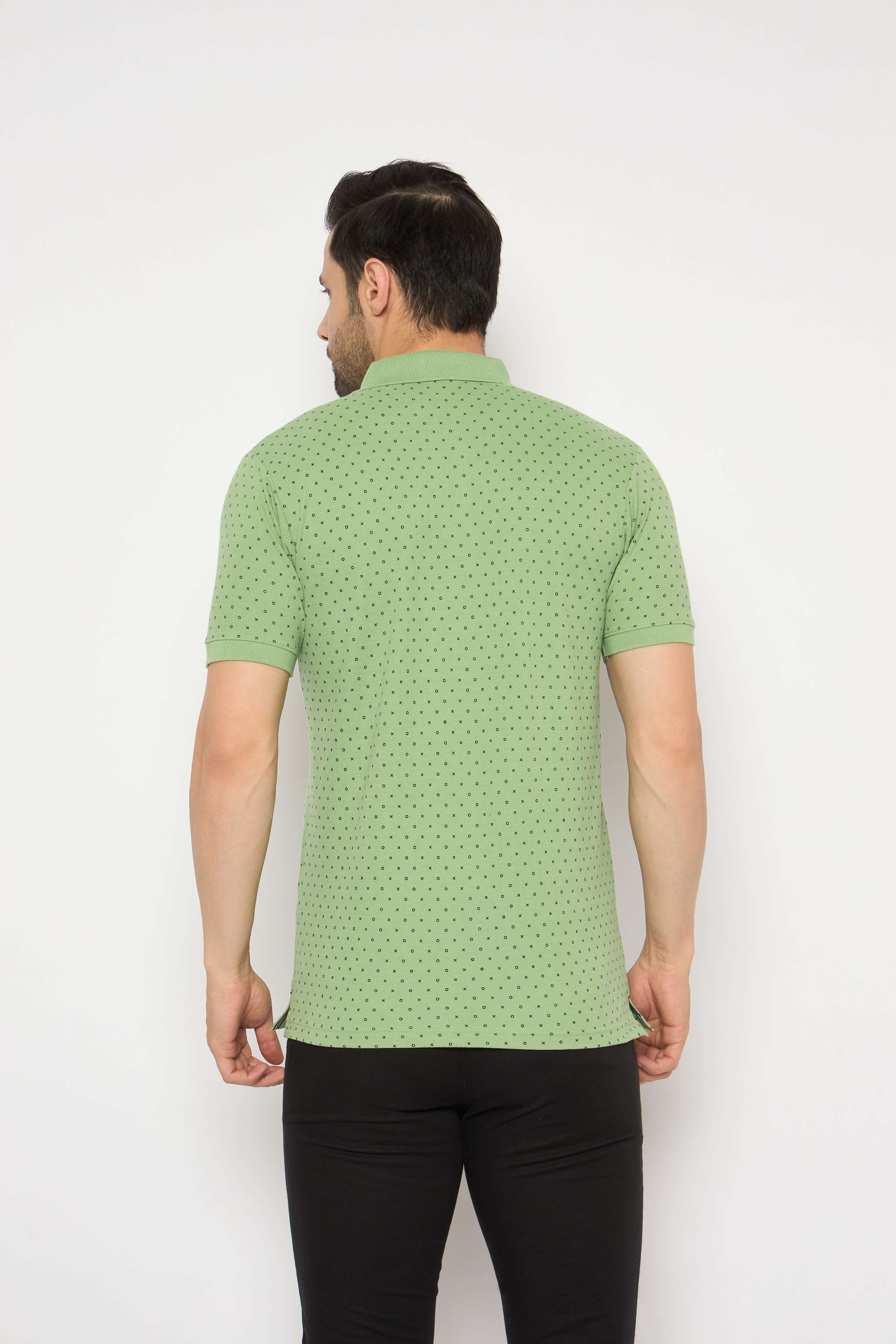 Neva Polo Neck dotted pattern Men tshirt Half sleeves chest pocket