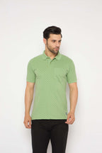 Neva Polo Neck dotted pattern Men tshirt Half sleeves chest pocket