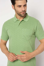 Neva Polo Neck dotted pattern Men tshirt Half sleeves chest pocket