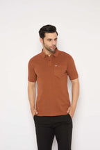 Neva Polo Neck Solid Men tshirt Half sleeves chest pocket