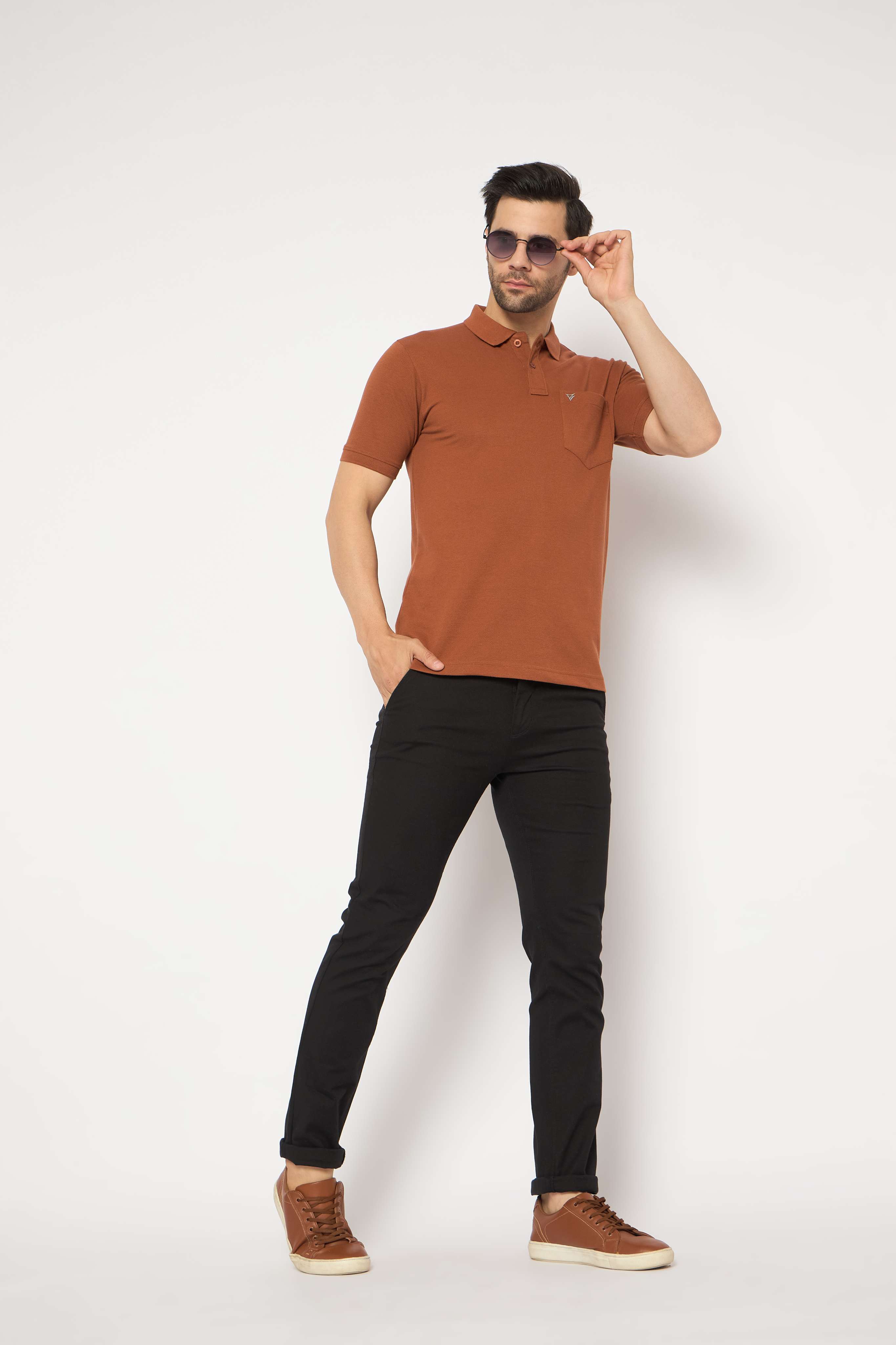 Neva Polo Neck Solid Men tshirt Half sleeves chest pocket