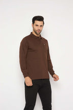 Neva Polo Neck Solid Men tshirt Full sleeves chest pocket