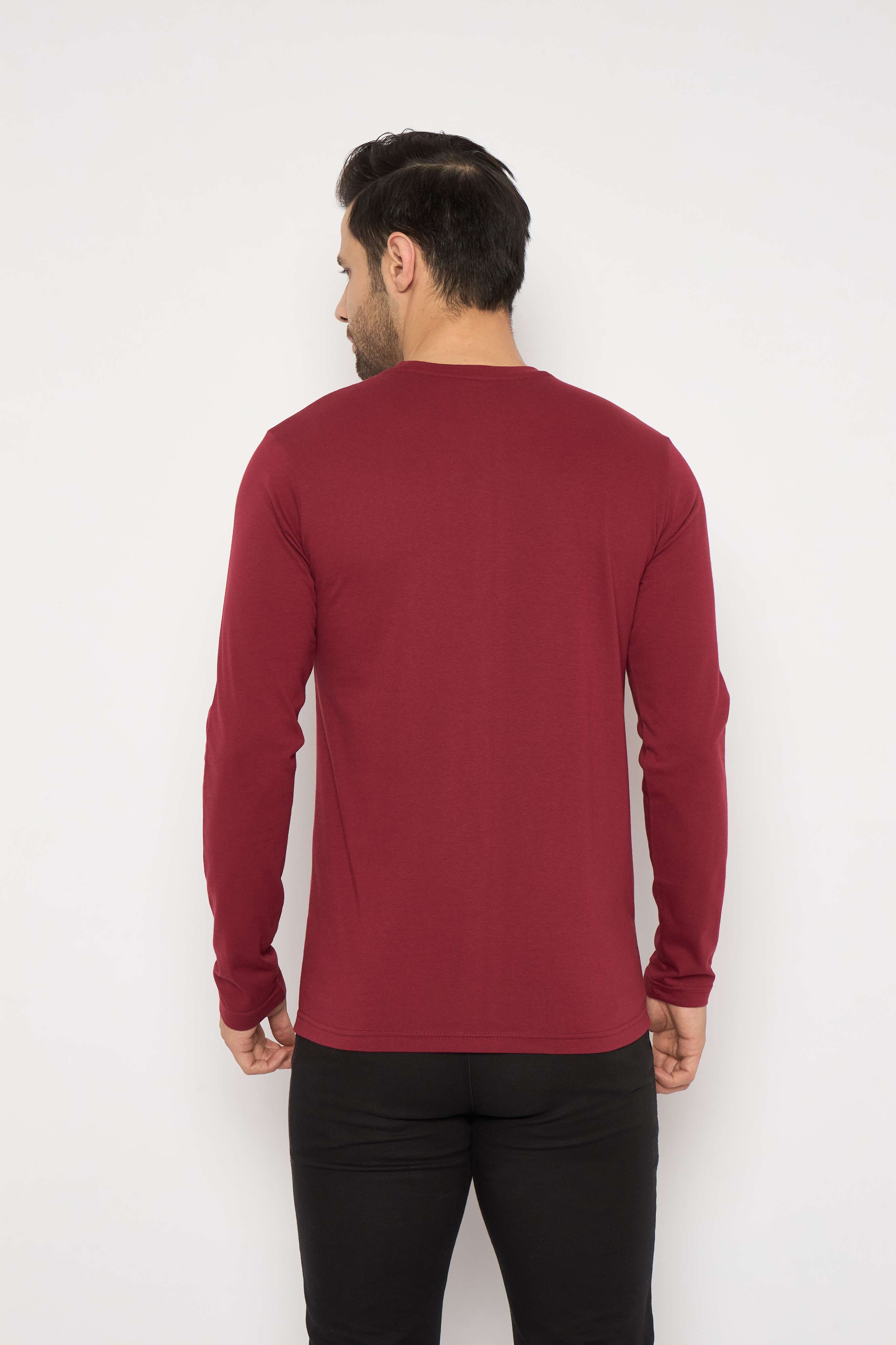 Neva Round Neck Solid Men tshirt Full sleeves Chest Logo