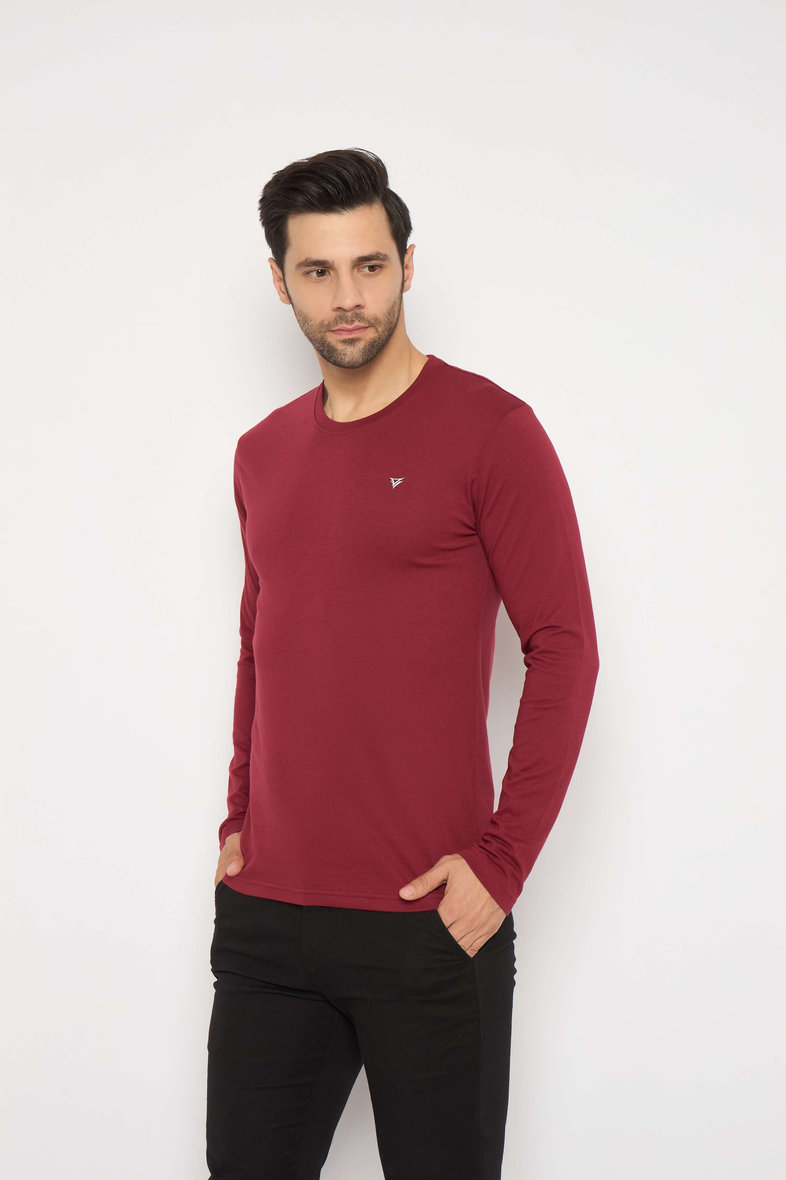 Neva Round Neck Solid Men tshirt Full sleeves Chest Logo