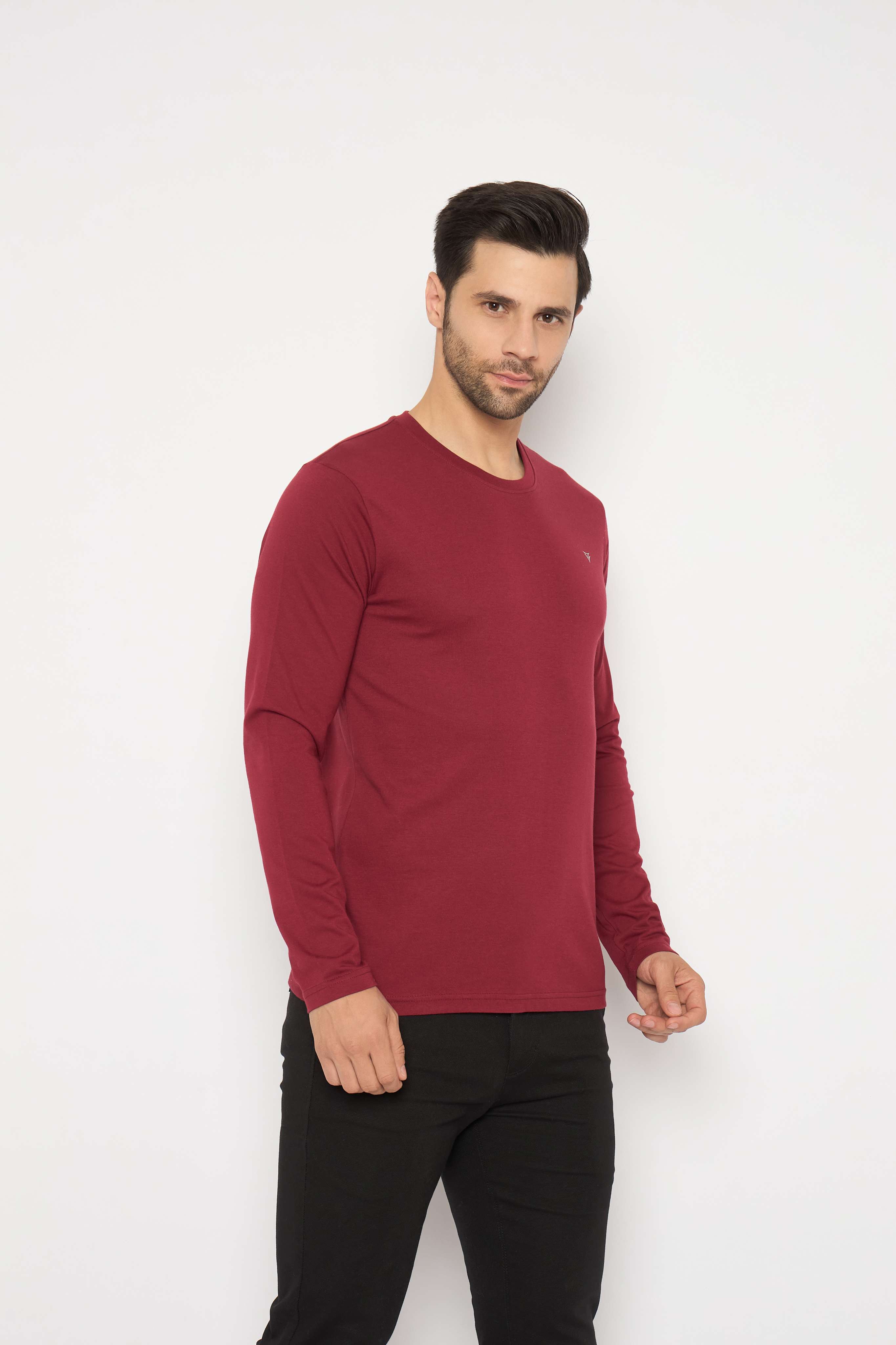 Neva Round Neck Solid Men tshirt Full sleeves Chest Logo