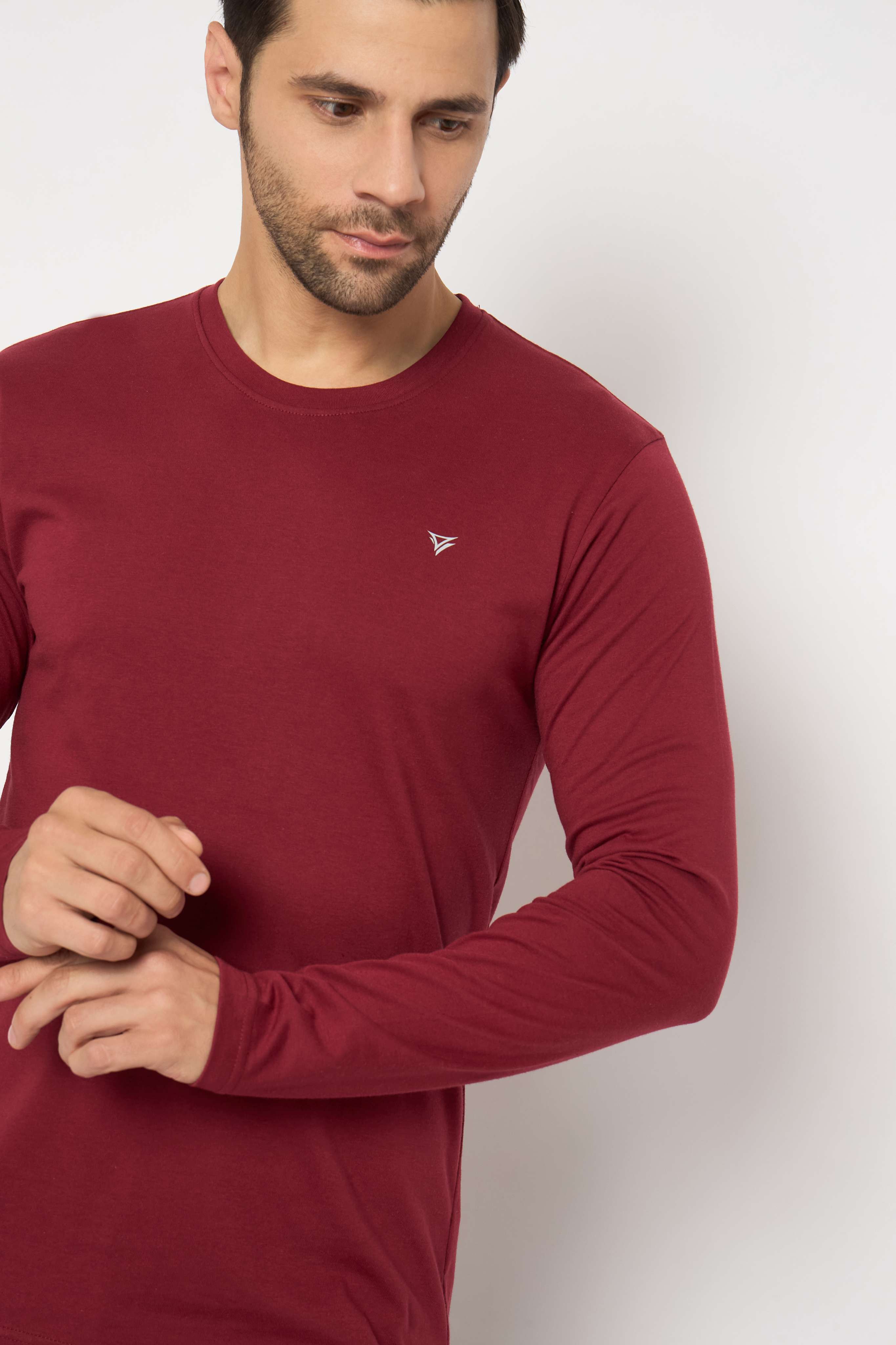 Neva Round Neck Solid Men tshirt Full sleeves Chest Logo