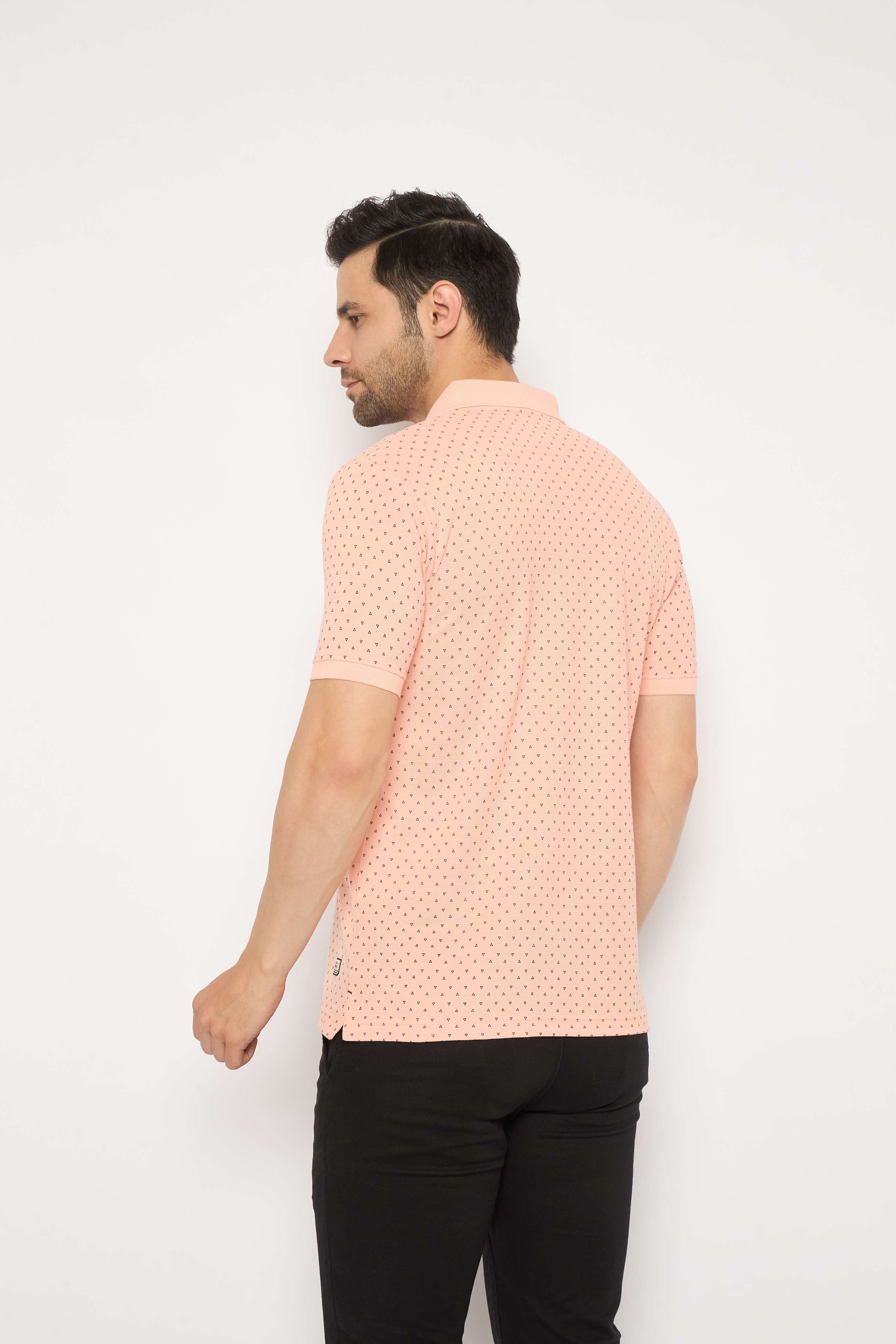 Neva Polo Neck dotted pattern Men tshirt Half sleeves chest pocket
